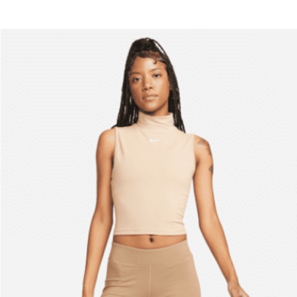 Nike Sportswear Collection Essentials Women's Sleeveless Mock Top Tan Hemp Small - Picture 3 of 11
